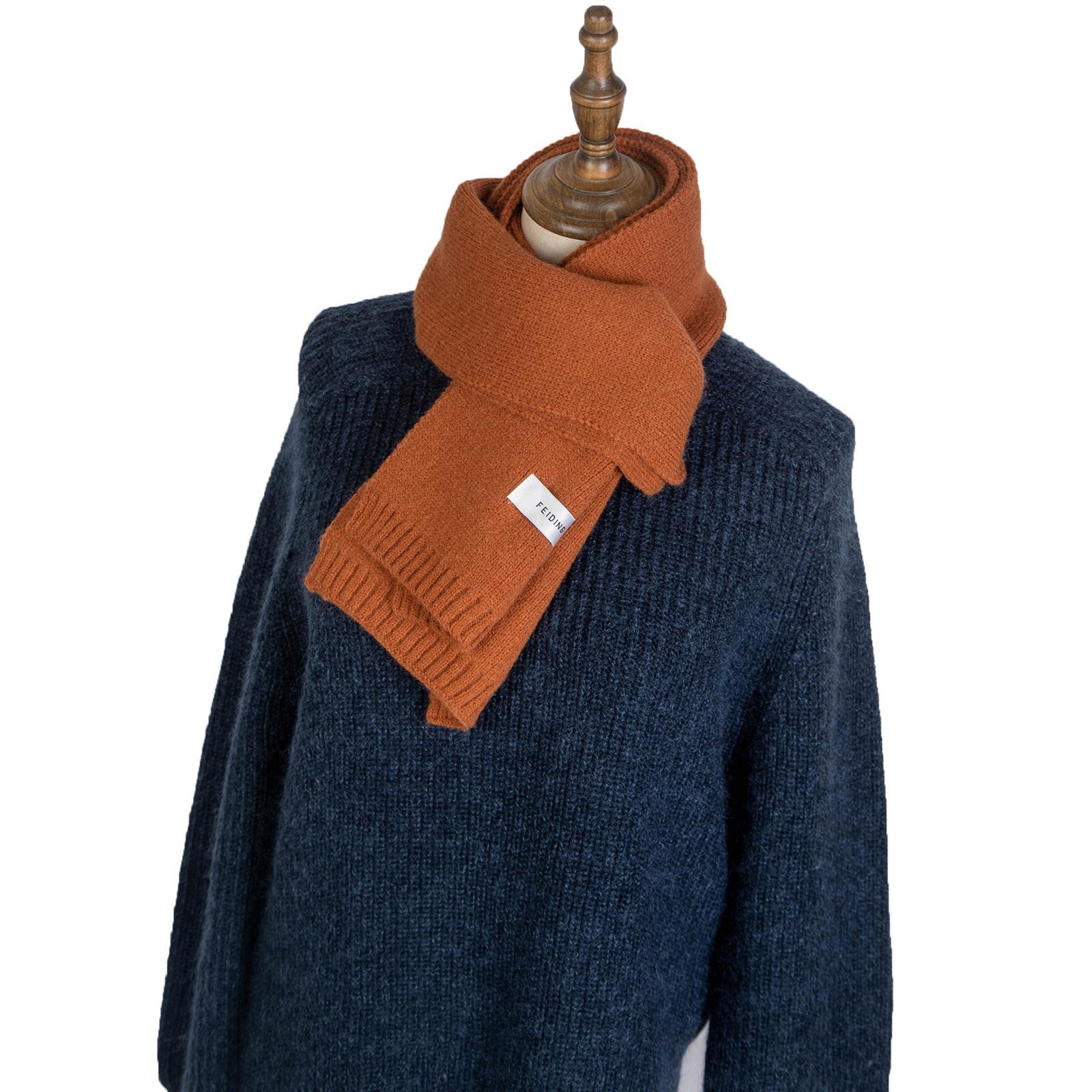 

Модный зимний однотонный теплый шарф для женщин, модный мужской вязаный шарф, шаль One size оранжевый