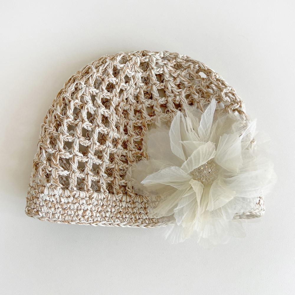 Bohemian Style Crochet Flower Hat Handmade Hollow Out Knitted Hat Retro Weave Cap  Girls