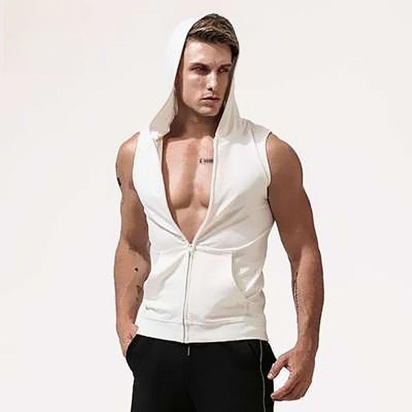 Men's Hooded Sleeveless Fitness Vest - Slim Fit Summer Waistcoat