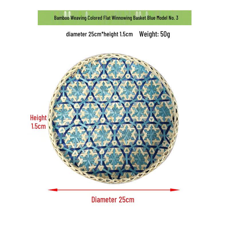 Colorful Handmade Bamboo Weaving Winnowing Basket - Round Hanging Ornament & Sieve for Kindergarten, Hotel, or Homestay Decoration