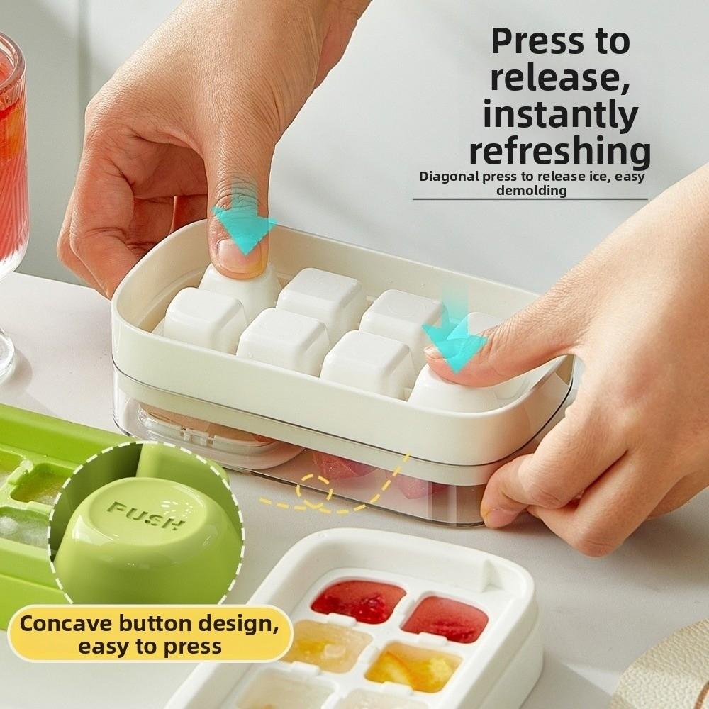 Multi-Function 8 Grid Ice Cube Mold Easy Release Reusable Ice Molds Storage Box Pressing With Lid Ice Cube Maker Household Use