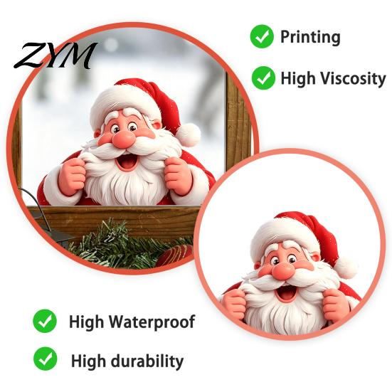 Christmas Home Decorations Peeking Santa Claus Static Window Cling, 3D Effect Holiday Gift for Sticker, Reusable Glass Decal Decor Xmas Party Supplies