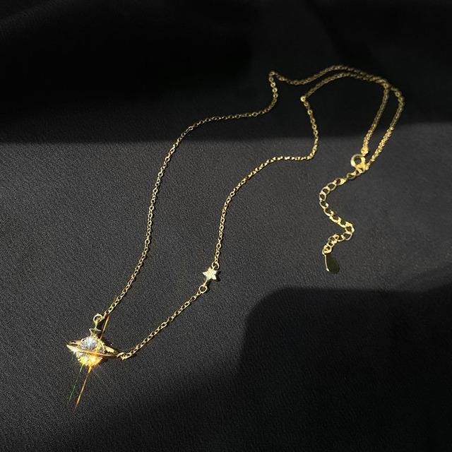 

ANENJERY ожерелье в форме планеты для женщин изысканное циркониевое ожерелье-цепочка на ключицу ювелирные изделия S-N710