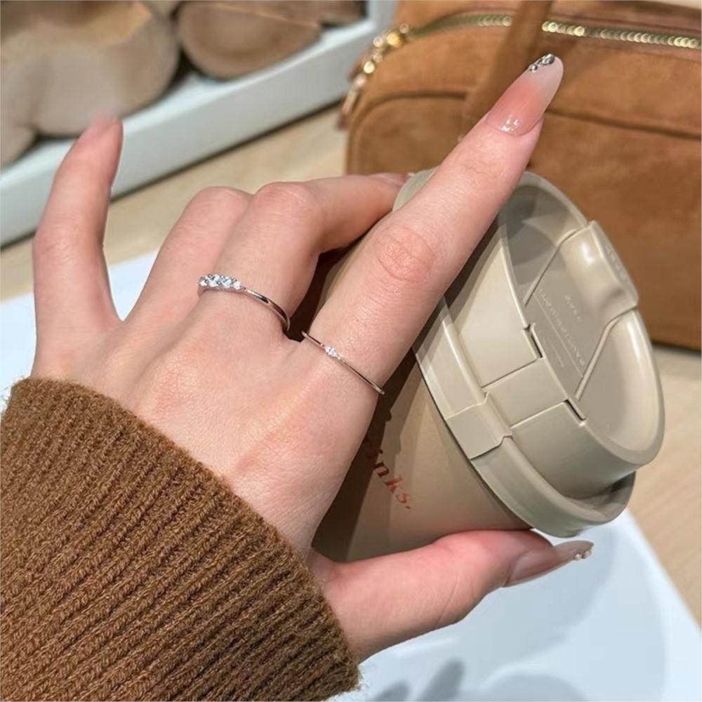 PANJBJ 925 Sterling Silber Zirkon Geometrie Ringe für Damen Extrem Feiner Minimalismus Büro Vielseitiger Schmuck Geschenk Dropshipping