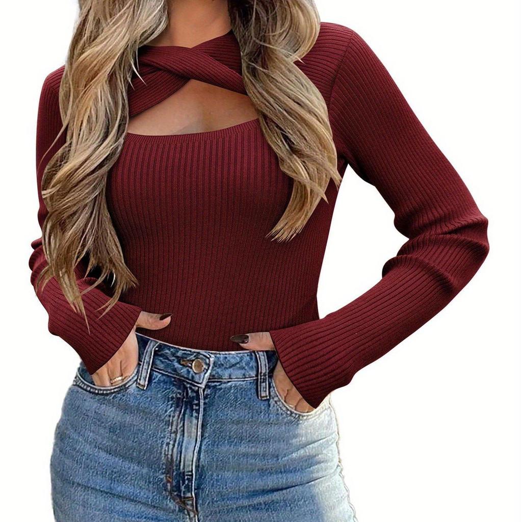 Asymmetrical Hollow Twist Knit Sweater