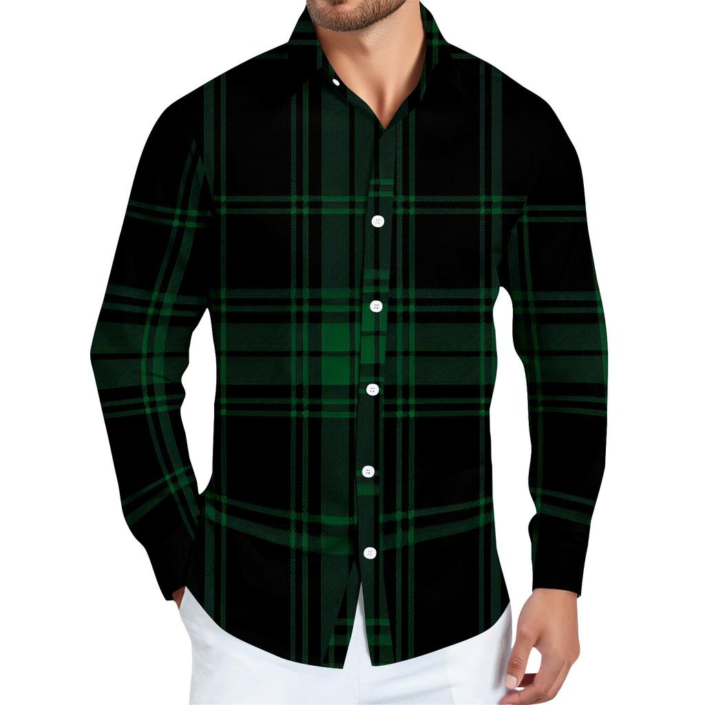 Men's striped print long sleeve button,up shirt