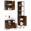 3 Piece Bathroom Furniture Set Smoked Oak Wood Based Material
