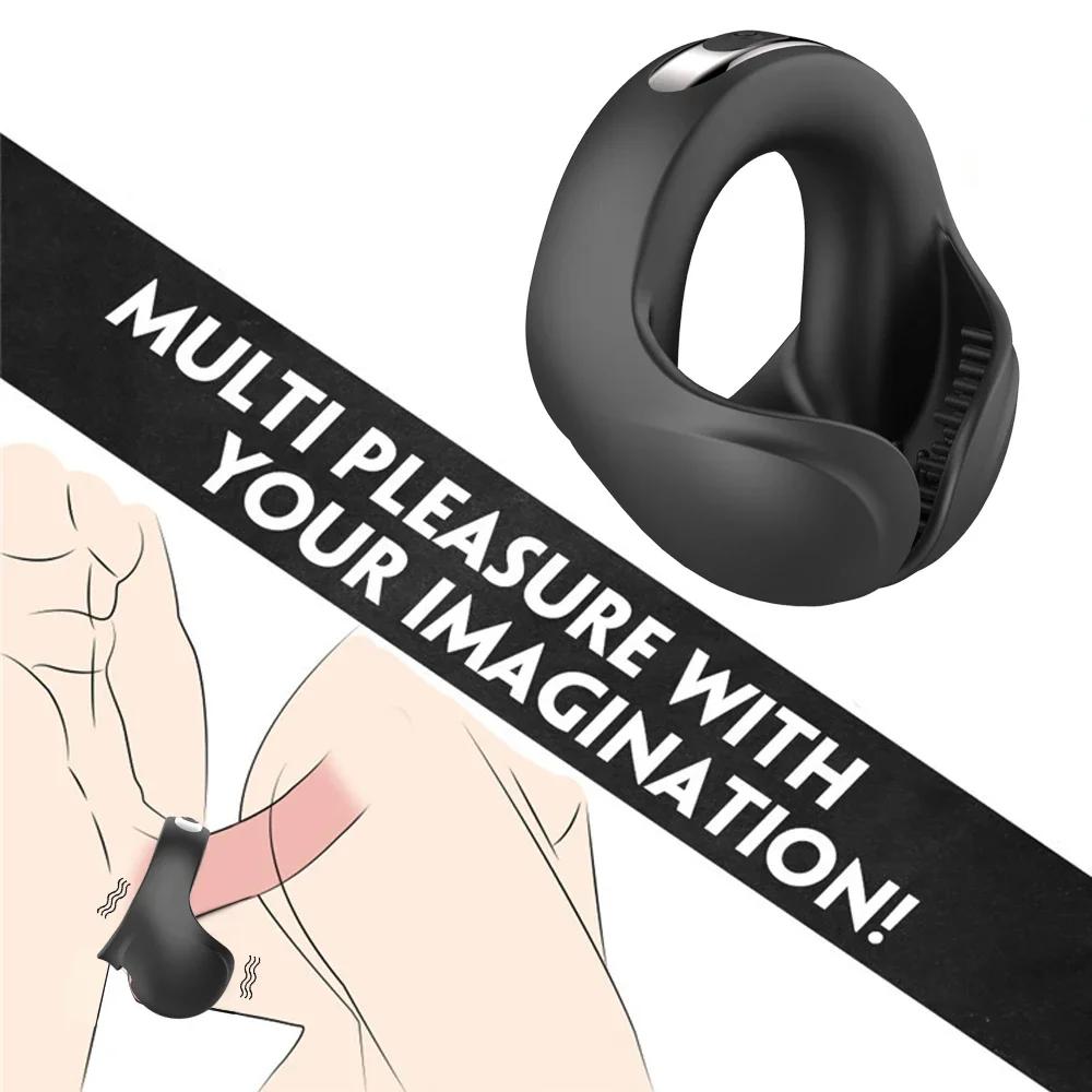 Vibrating Cock Ring for Men Delay Ejaculation Remote Control Cock Penis Ring Sex Toys for Adult Scrotum Stimulator Masturbator