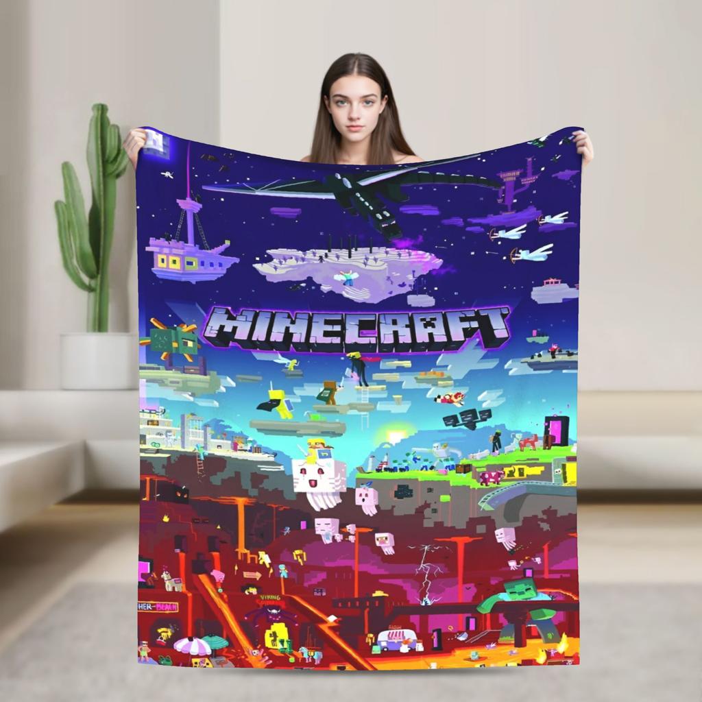 Knitted Blankets My M-Miners Flannel Lightweight Thin Throw Blanket Creepin It Real Pixel Game Crafts for Bedroom Sofa Bedspread