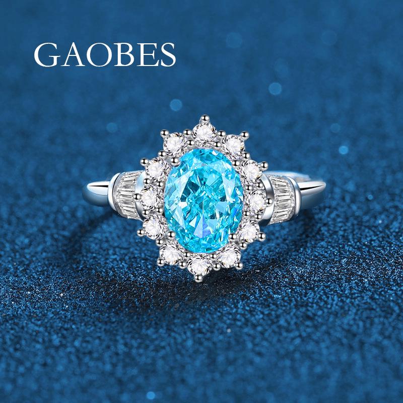 

Набор из стерлингового серебра 925 пробы цвета морской волны для прямых эфиров Douyin: Колье, кольцо и серьги-пусеты с инкрустацией бриллиантами с высоким содержанием углерода. 925 Sterling Silver