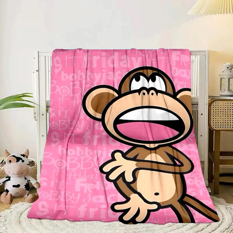 

Monkey Blowing Bubble Blanket Flannel Blanket for bed, sofa, Camping, Hiking, Picnic Essentials, gift for family Fan gifts 75x90cm