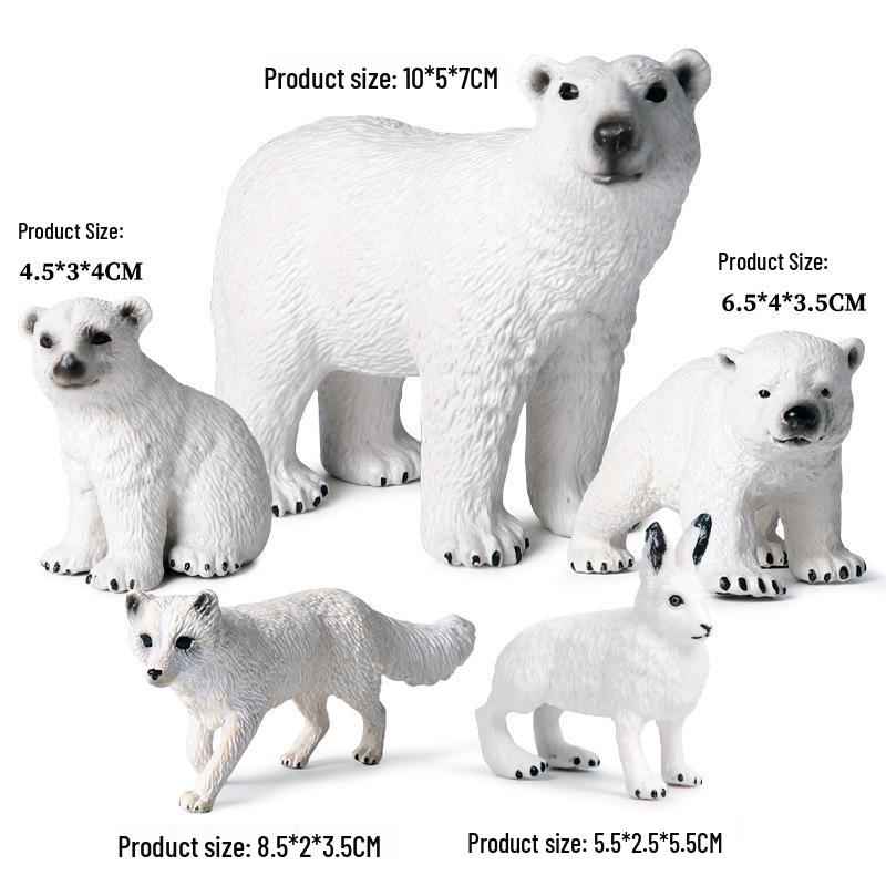 Polar Wildlife Animal Model Toy Set: Polar Bear & Penguin