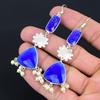 Sterling Silver Third Eye Chakra Blue Sapphire Gemstone Drop Dangle New Earrings