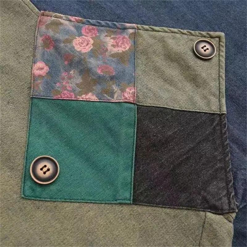 Denim Vest Women's Hooded Sleeveless Jacket Spring Summer Femme Korean Vintage Printed Patchwork Denim Waistcoat