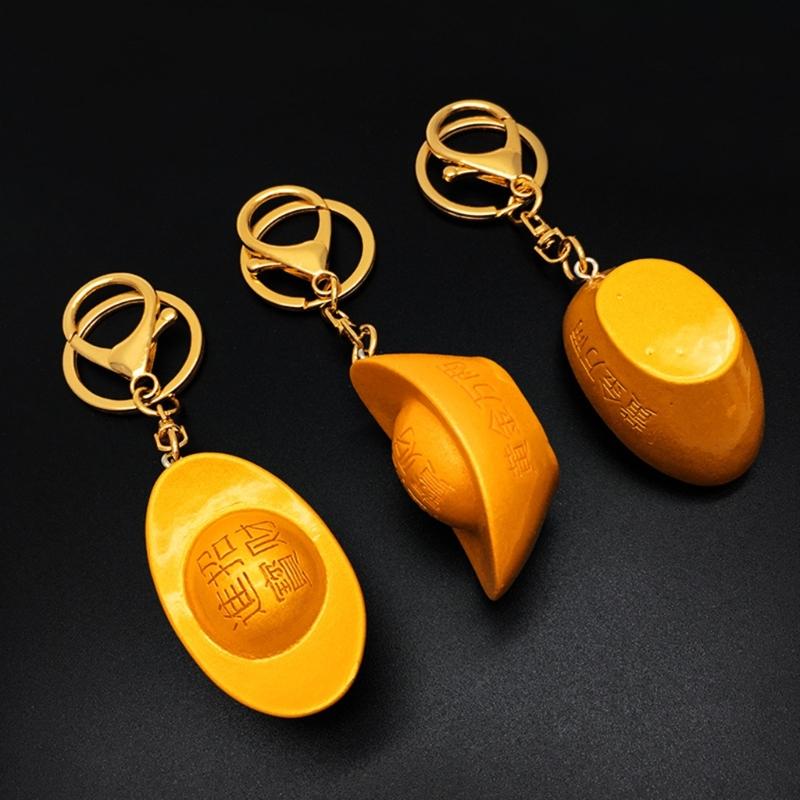 Prosperous Charm Pendant Keychain 2026 Golden Rubber Charm Keyring For Good Fortune Decoration And Daily Wear Use