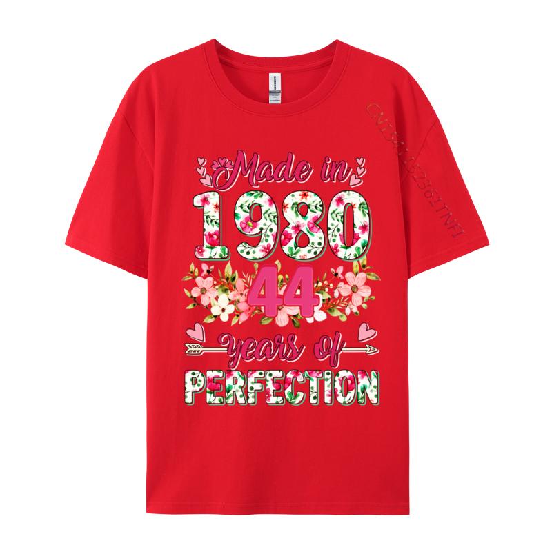 Unisex Clothing 44 Years Old Gifts 44th Birthday Made In 1980 Tshirts Geek New Coming Design T Shirt Combed Cotton Unisex Tshirt