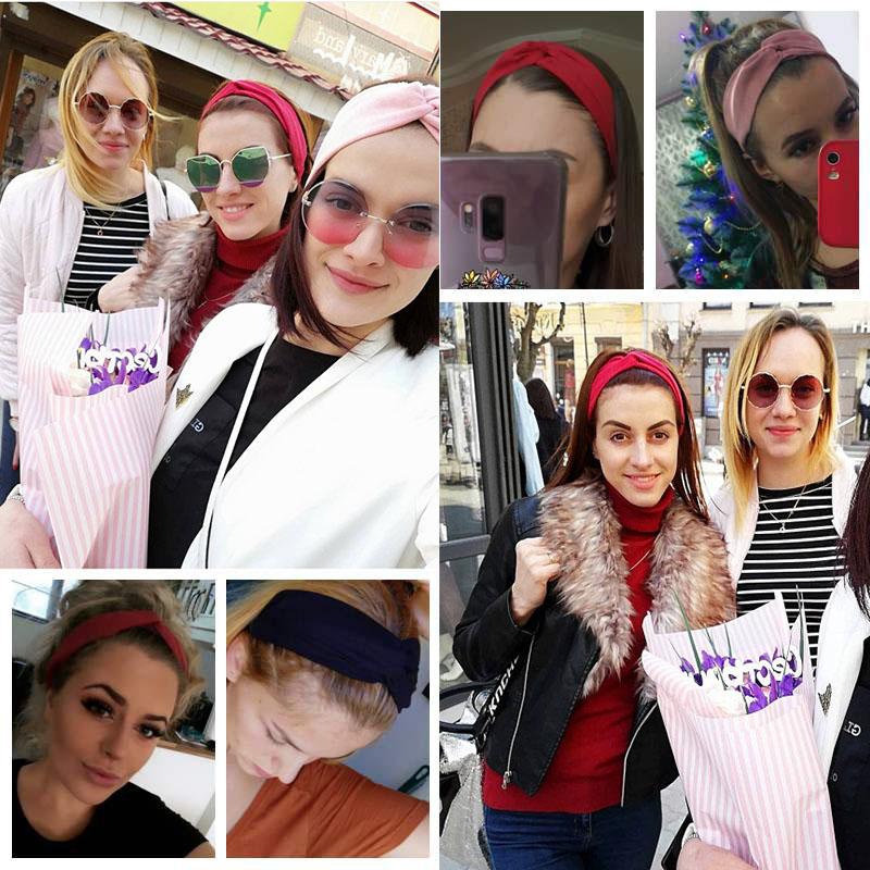 Lady Headdress Plaid Bow Headband Turban Elastic Headwear Head Wrap Women Hair Accessories for Princess Striped Hair Bands