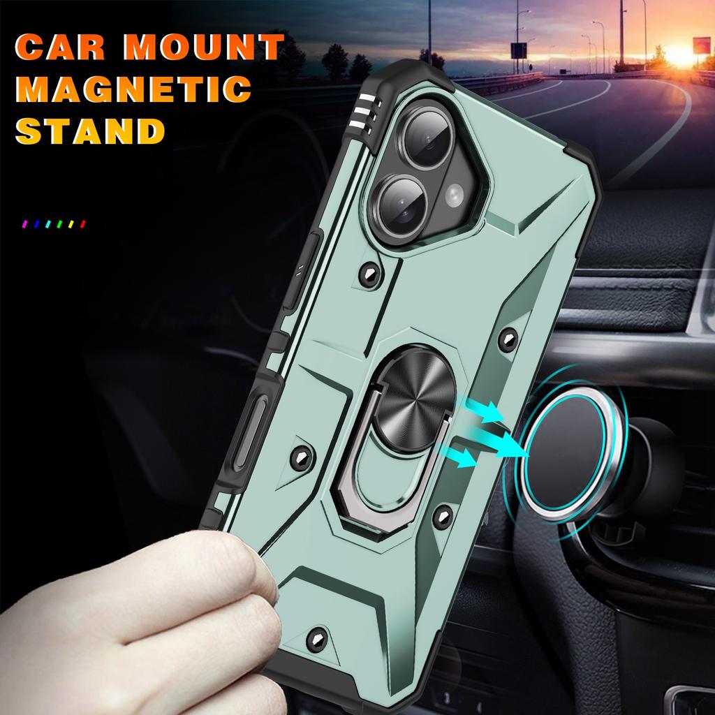 For iPhone 17 Case PC+TPU Anti-Drop Phone Cover with Ring Kickstand