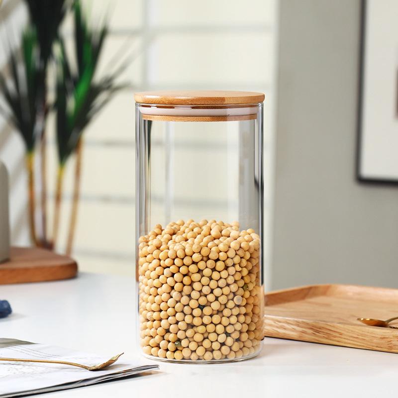 High Borosilicate Glass Storage Jar with Bamboo Lid & Silicone Seal - Airtight & Moisture-Proof