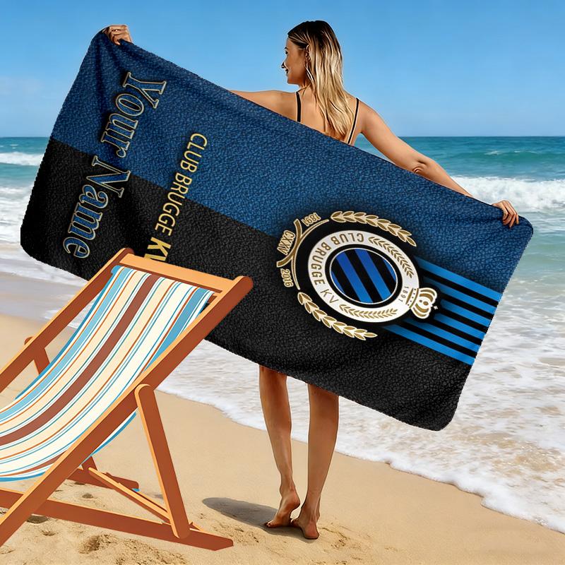 Name Custom Club Brugge Logo Print Beach Towel, Large Soft Quick Dry Towel for Beach Camping Swimming
