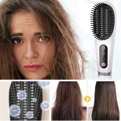 Cepillo alisador de pelo portátil, 3 temperaturas, calentamiento rápido, recargable por USB, iones negativos, cepillo caliente, peine desenredante para peinar el cabello rizado eléctrico