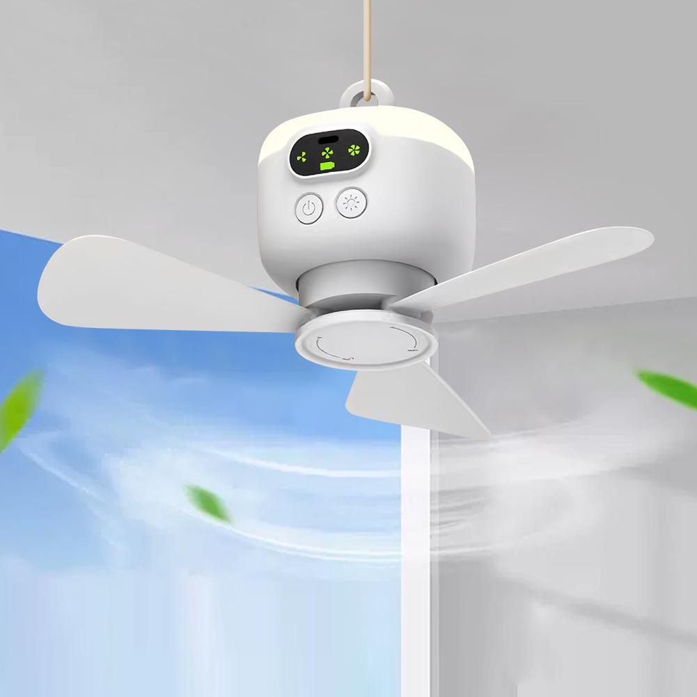 Portable Camping Fan Low Noise Tent Hanging Fan with Light Camping Ceiling Fan Remote Control for Tent Canopy RV Beach