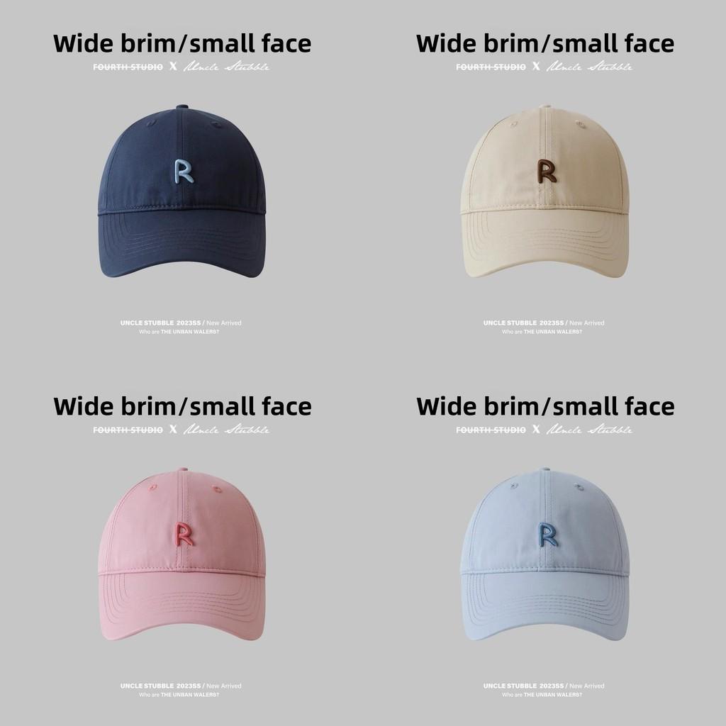 Cotton Baseball Cap With Wide Brim And Embroidered Letters For Summer Sun Protection