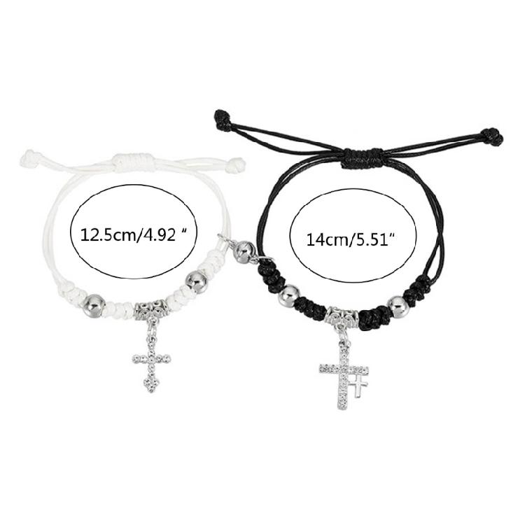 2pcs Magnetic Cross Pendant Couple Bracelets Lover Friend Braid Rope Bangle Gift