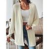 Women Casual Long Sleeve V Neck Solid Open Front Faux Mink Knit Cardigan Sweater Outerwear