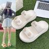 Summer New Solid Color Outdoor Stepping On Shit Sandals Platform Slippers Women's Fashion Double Strip Outer Wear Cool Slippers Are Now Approved