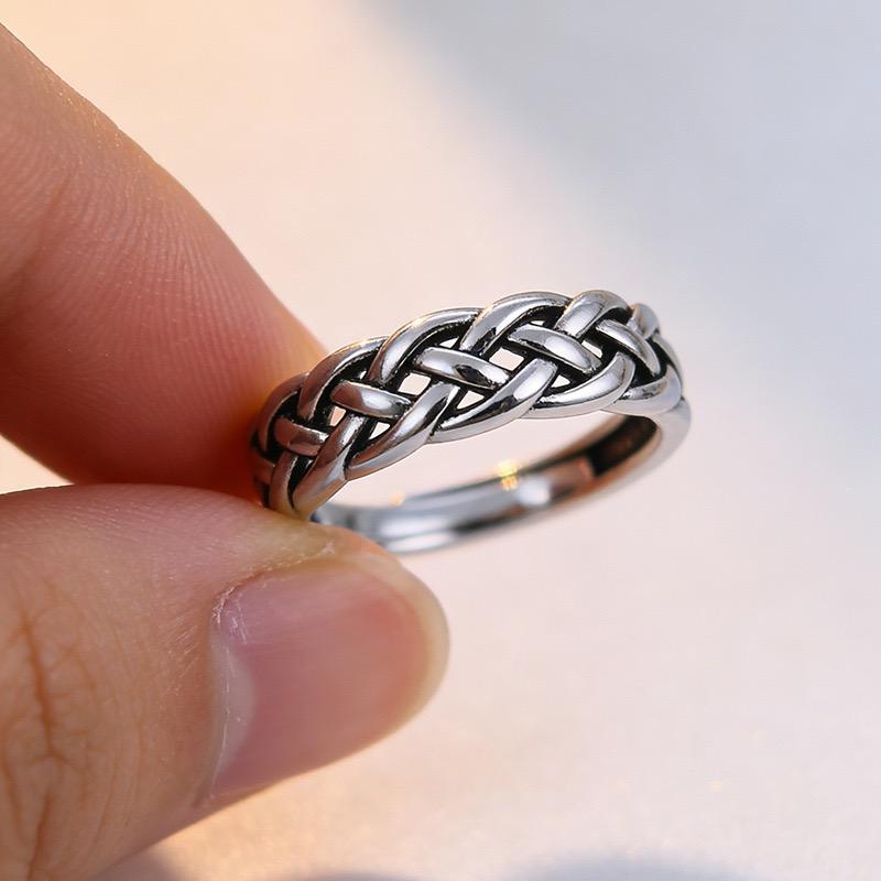 Xiaomi BF CLUB 925 Sterling Rings for Women Simple Geometric Handmade Irregular Retro Chain Ring Allergy For Birthday Gift