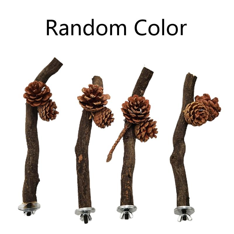 Bird Perch Stand Natural Wood Standing Climbing Tree Wine with Pine Cones Paw Grinding Toys for Birds Cage Accessories