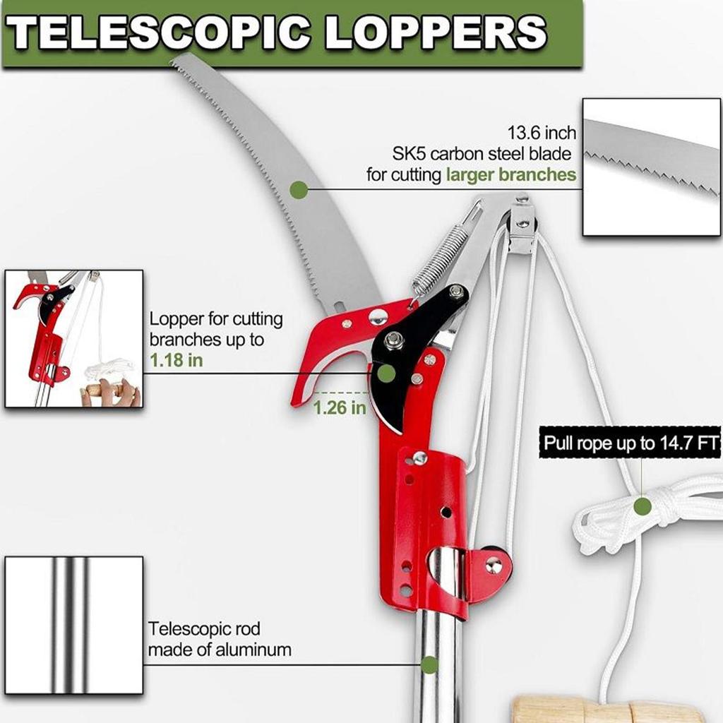 Tree Pruner Pole Saw Lightweight Trimmer Scissors Extendable Tree Pruner For Backyard Orchards Flowers Vineyards Large Farmlands