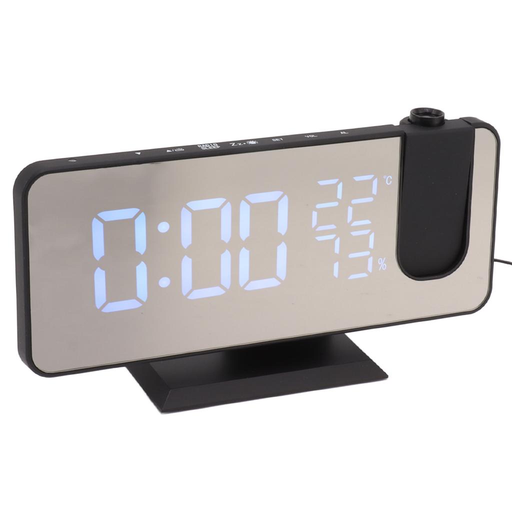 FM Radio LED Digital Smart Alarm Clock LED Digital Projection Alarm Clock for Bedroom Bedside Black