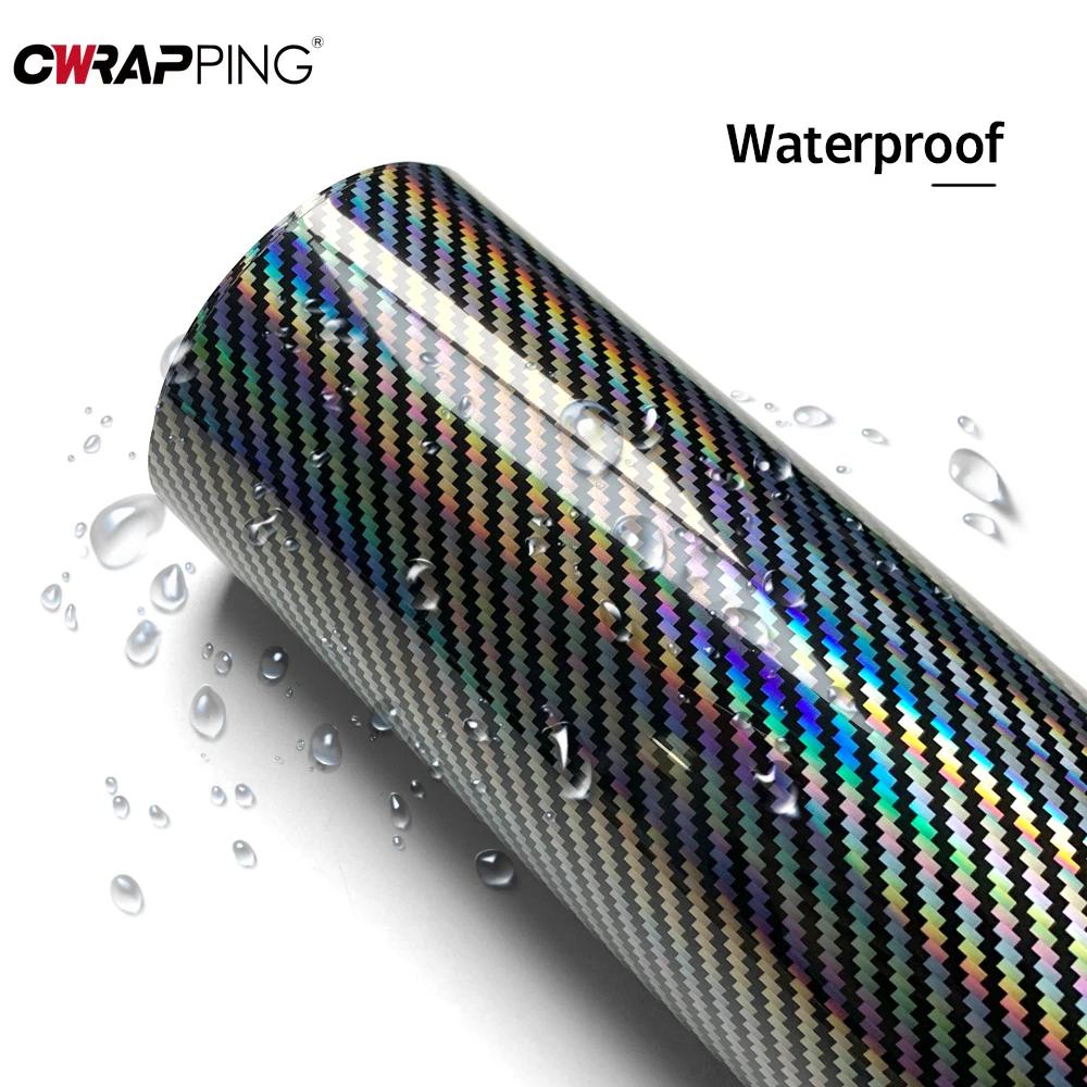 Carbon Fiber Stickers Laser Rainbow Gloss Auto Vinyl Wrap Tunning Film Air Release Bubble Waterproof Sticker for Car Accessories