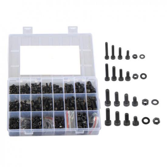 720pcs M3 M4 M5 M6 12.9 Grade Hex Socket Head Cap Screws Bolts Flat Washers Nuts