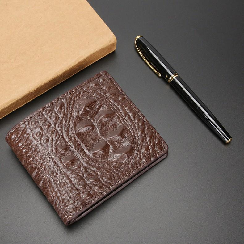 Men's Slim Crocodile Pattern Card Holder Wallet with Money Clip and Multiple Card Slots