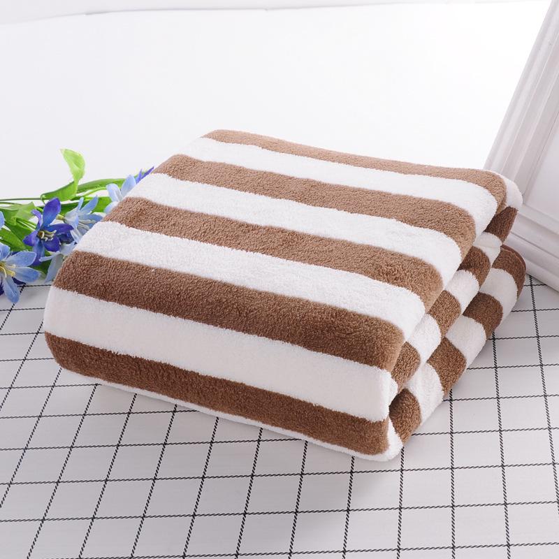 Thickened Coral Fleece Bath Towel: Non-Shedding, Quick-Dry, Water-Absorbent with Color Stripes
