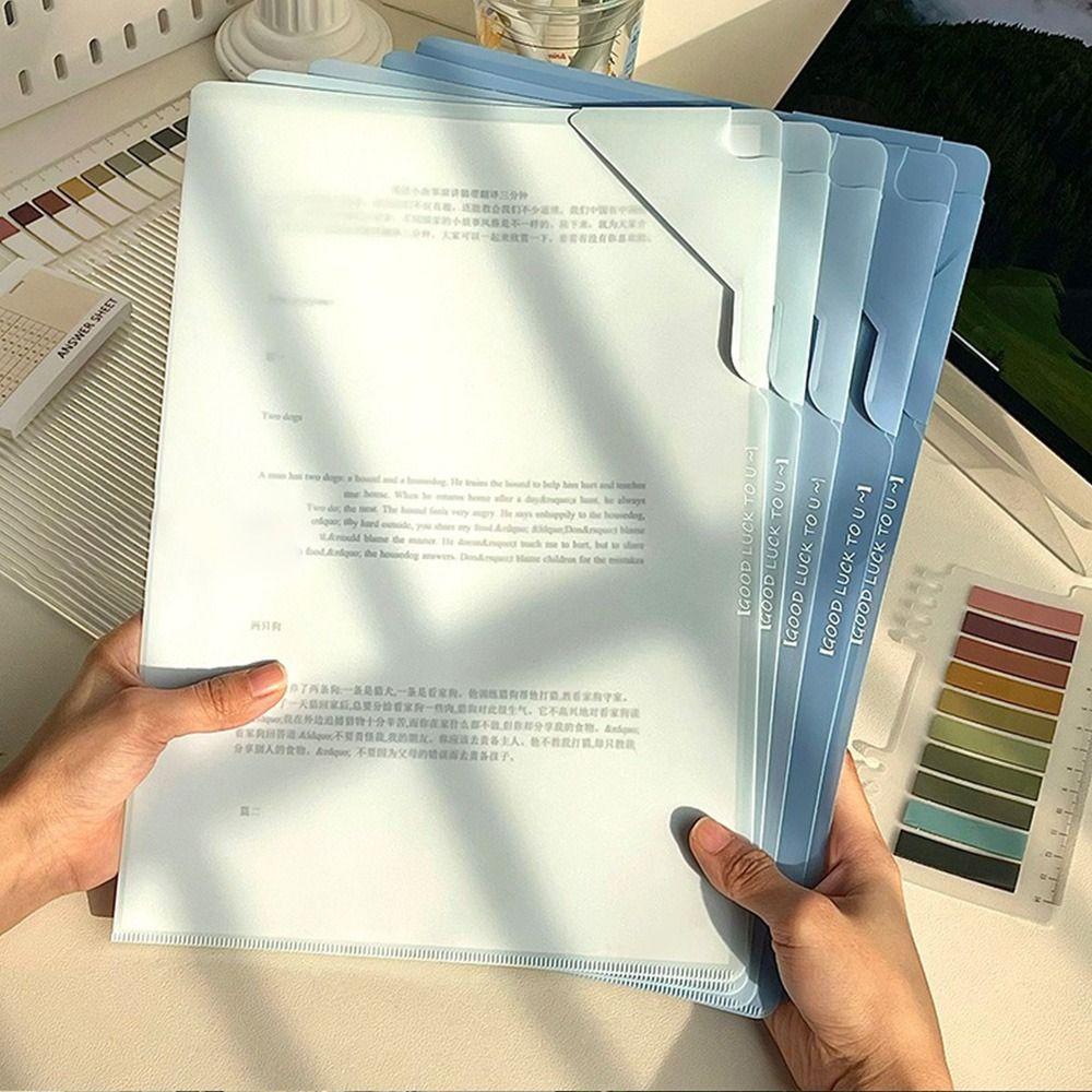 5pcs/set Clipboard File Folders Plastic File Organizer Useful Sorting Storage Bag  Stationery