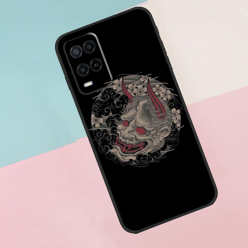 Japanese Samurai Oni Mask For Oppo A17 A77 A60 A74 A94 A54 A18 A38 A58 A78 A98 A40 A80 A16 A76 A96 A15 A57S Phone Case