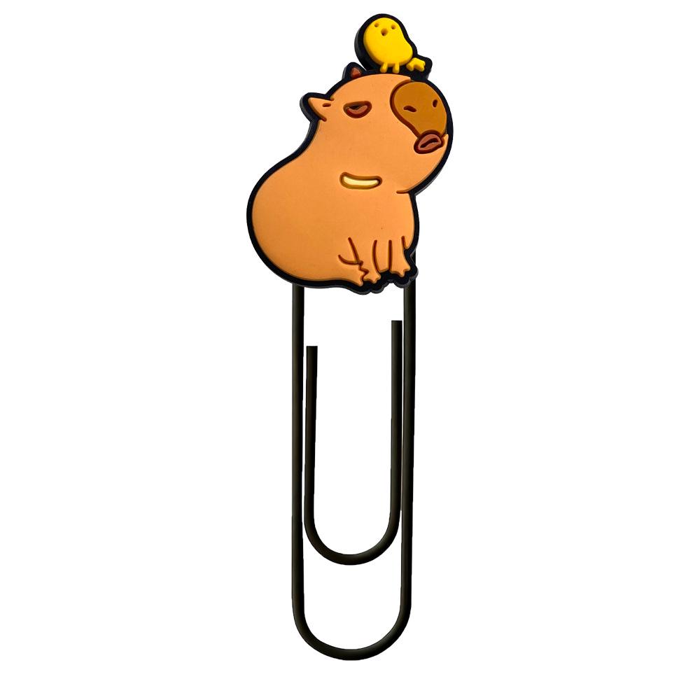 Capybara Cartoon PVC Spinner Bookmark: Cute DIY Office Paper Clip.