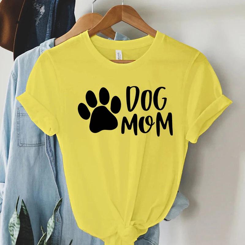 

Женская футболка Принт Собачьи лапы Мама Футболка Женская футболка с коротким рукавом и круглым вырезом Женская повседневная рубашка Одежда Топы Собачьи лапы Мама Футболка 4XL