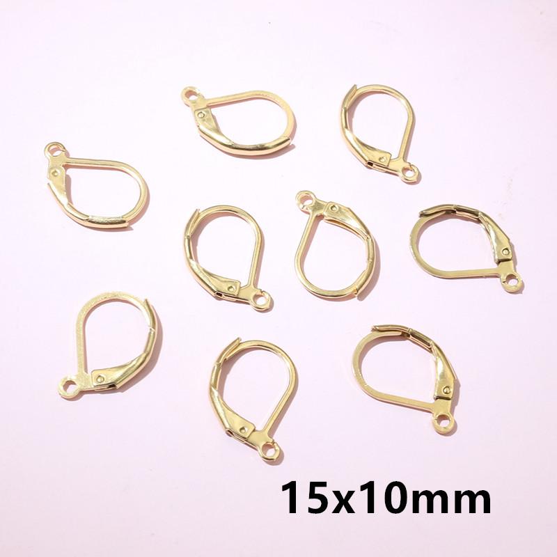 30pcs No Fade Stainless Steel French Lever Earring Hooks Clips 14x12mm 15x10mm DIY Earwire Earrings Jewelry Findings Accessories