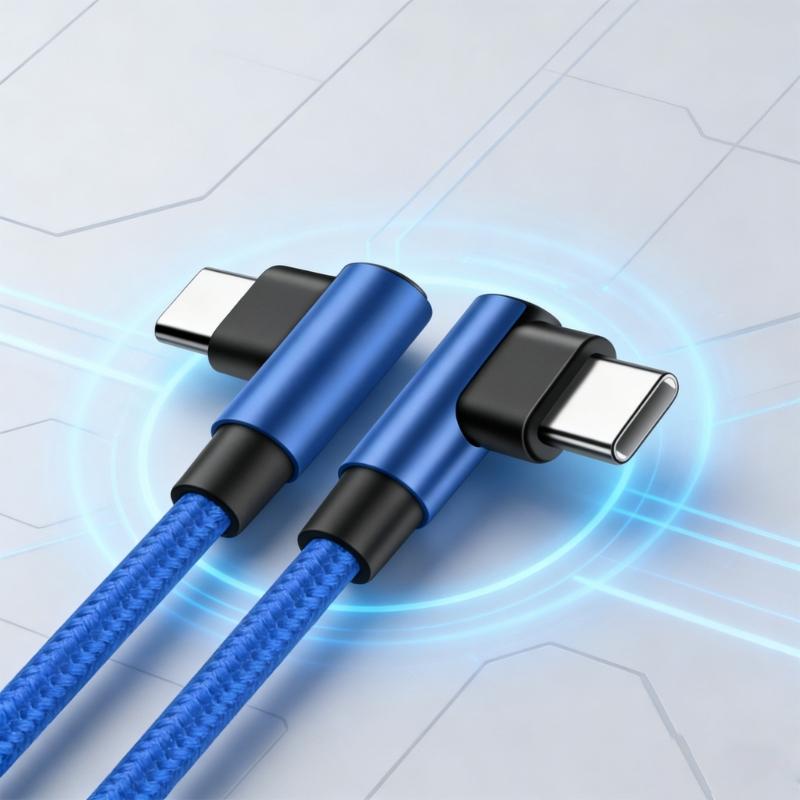 Nylon Braided USB C To USB C PD60W Charging Cable Double 90 Degree Bend Design For Smartphones And Laptops