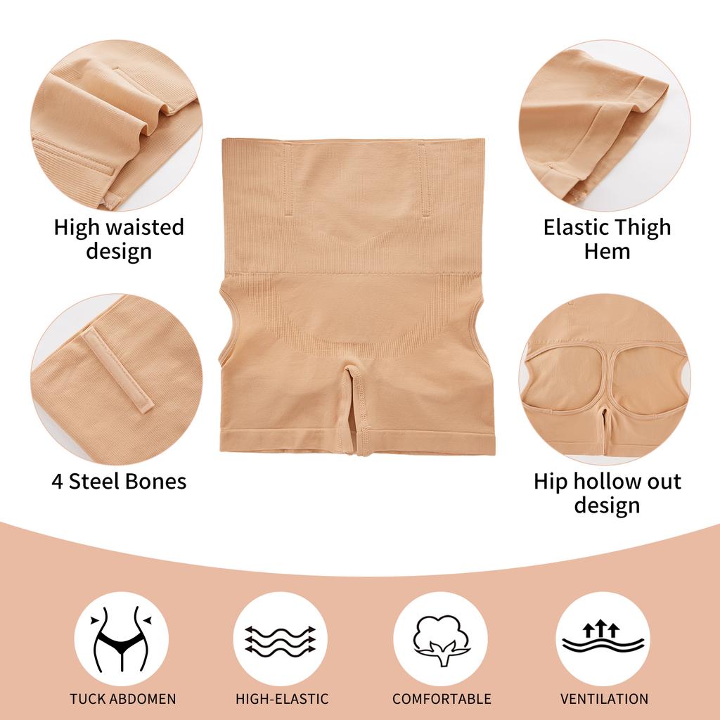 Damen Formwäsche Shorts Nahtlose Po-Lifter Tanga Unterwäsche Hoher Bund Taillentrainer Bauchkontrolle Höschen Kompressions Body Former