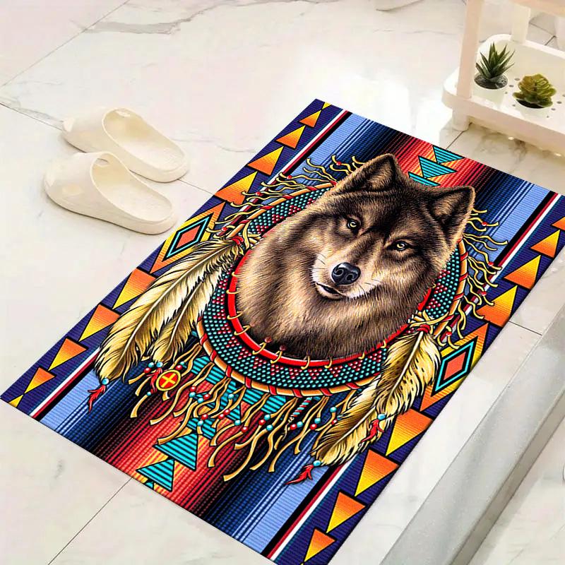 Natvie Wolf Carpet Rug for Living Room Bedroom Home Sofa Decoration,Kids play Non-slip Floor Mat