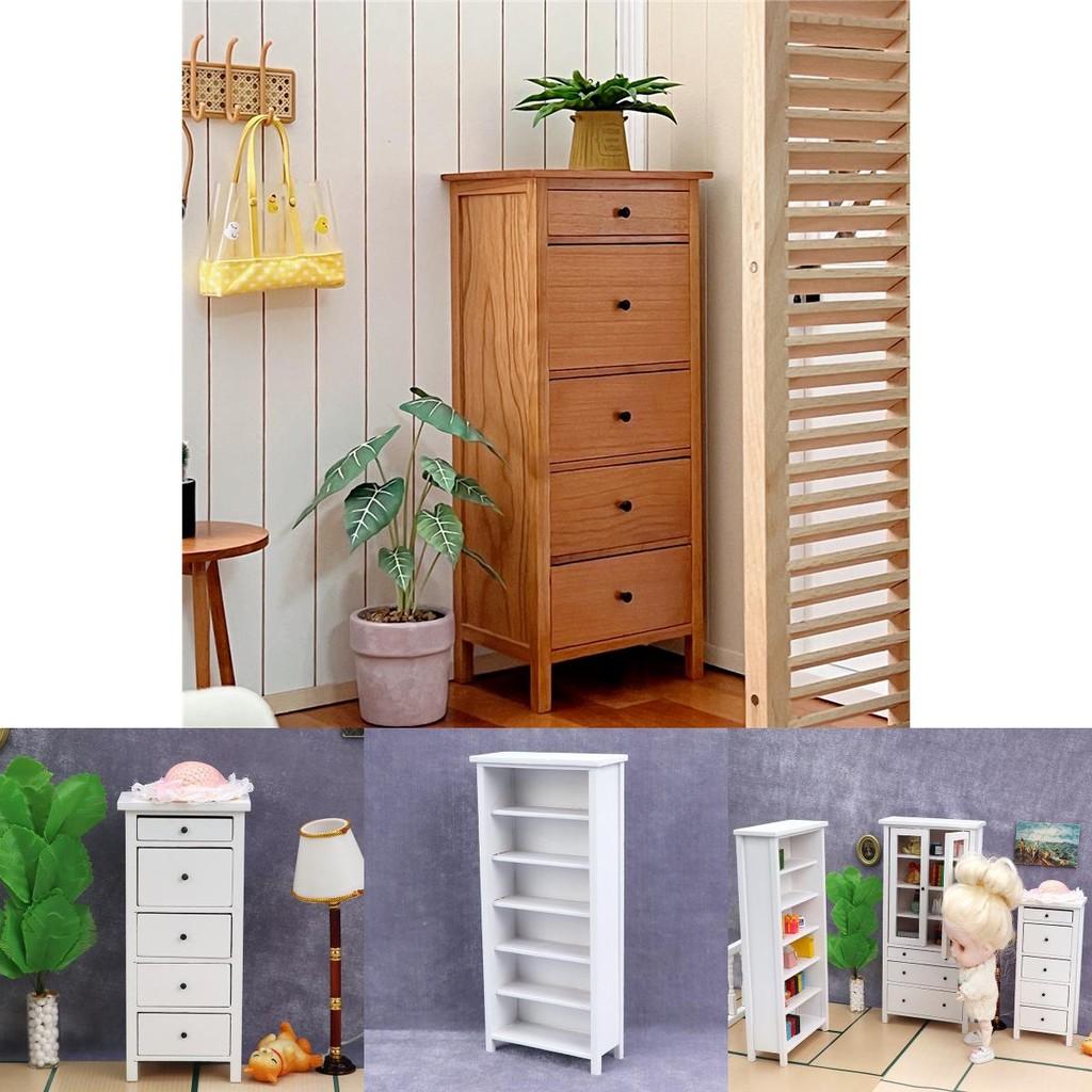 Modern Minimalist White Dollhouse Miniature Furniture Model Storage Cabinet