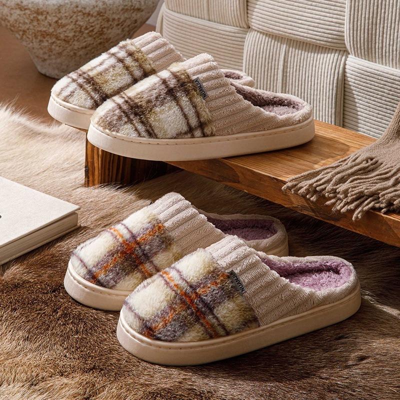 Autumn and winter couple thick-soled non-slip cotton slippers women and men's new indoor home heating plush home shoes