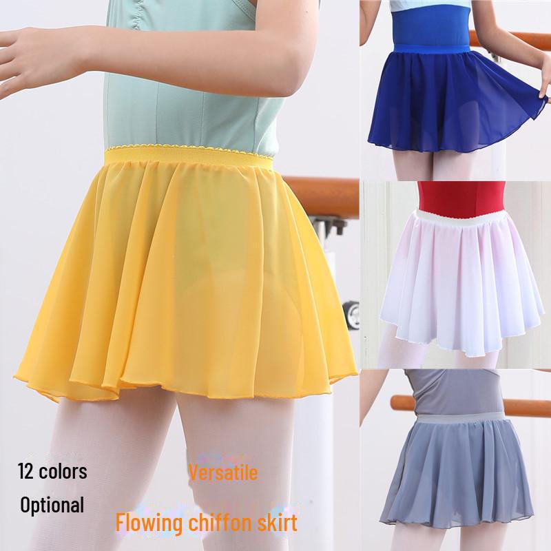 Kinder-Fließender Chiffon-Tanzrock in 12 Farben