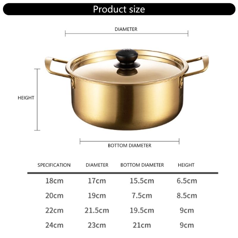 Korean Style Noodles Cooking Pot With Cover Comes and Eating Utensils Portable Stainless Steel Soup Pot